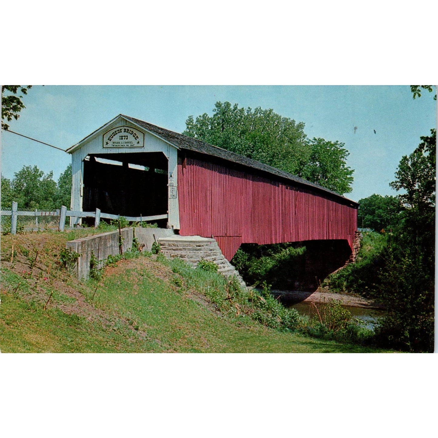 Eugene Bridge Vermillion County Indiana Covered Bridge Postcard PC8