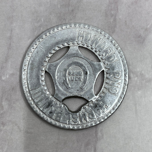 Vintage Custom Good Luck Metal Typer Coin Token Howard RNO Harms Britt Iowa SC1