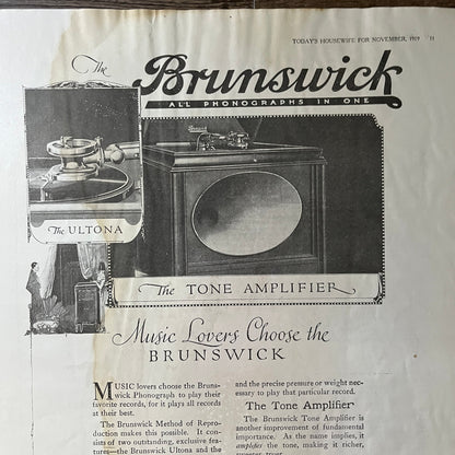 1919 Brunswick Phonographs Brunswick-Balke-Collender Co Magazine Ad 10x16 V7