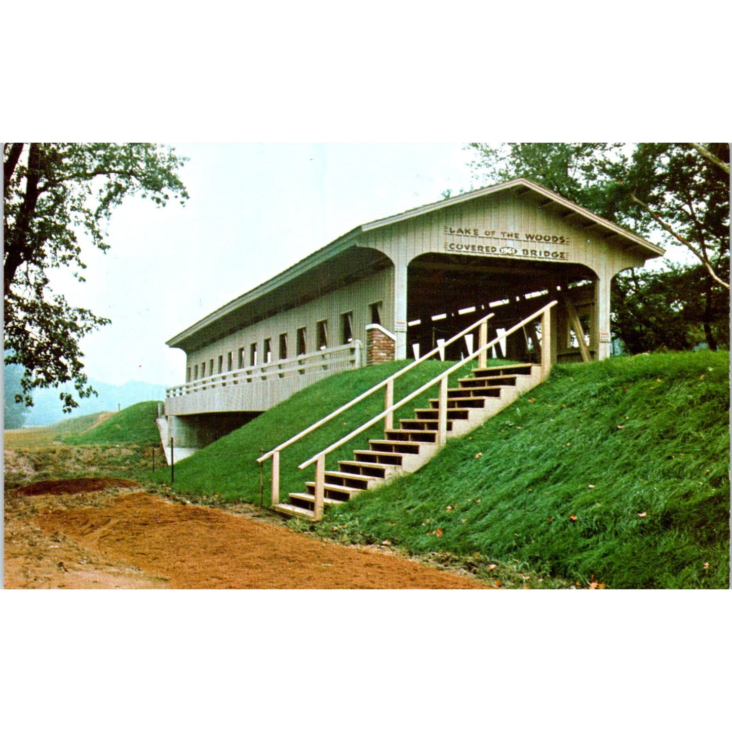 Mahomet IL Sangamon River Covered Bridge Postcard PC2