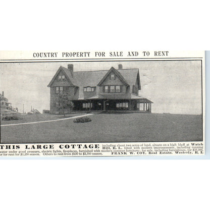 Watch Hill RI Cottage Frank W. Coy Real Estate Westerly 1903 Magazine Ad AF7-E4