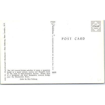 Blackwater River New Hampshire Covered Bridge Postcard PB12