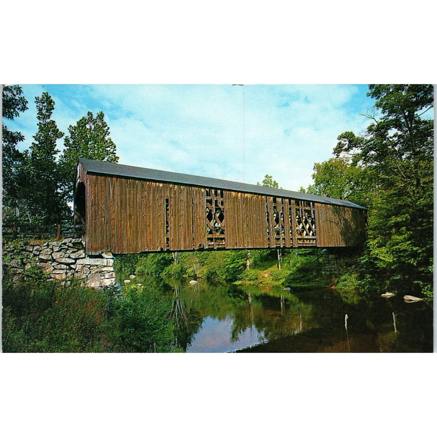 Souhegan River Milford Indiana Covered Bridge Postcard PC7