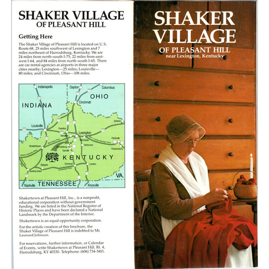 Vintage Shaker Village of Pleasant Hill Lexington KY Travel Brochure TH2-O1