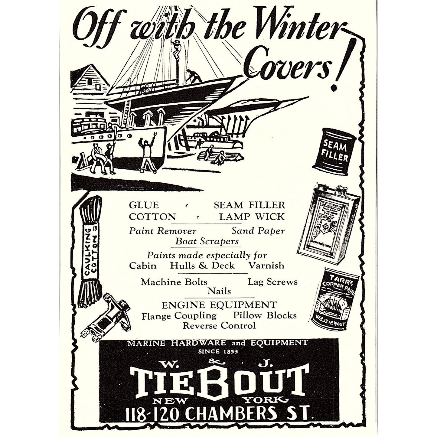 W&J Tiebout Marine Hardware and Equipment New York 1932 Ad AG2-M17
