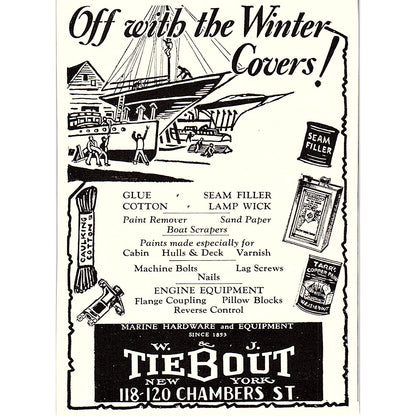 W&J Tiebout Marine Hardware and Equipment New York 1932 Ad AG2-M17