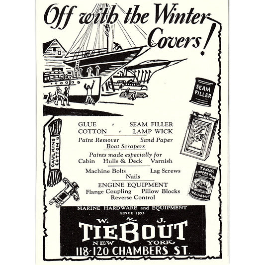 W&J Tiebout Marine Hardware and Equipment New York 1932 Ad AG2-M17