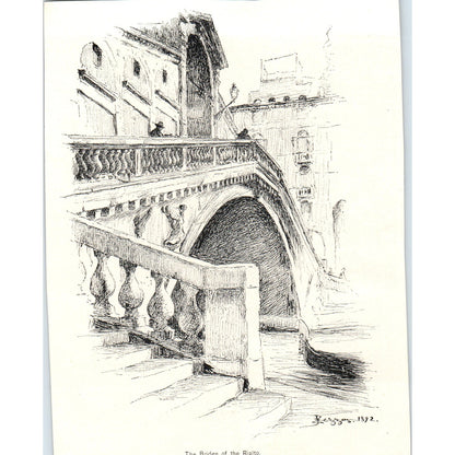 The Bridge of the Rialto Sketch Rezzos 1892 Magazine Print AB6-SM2