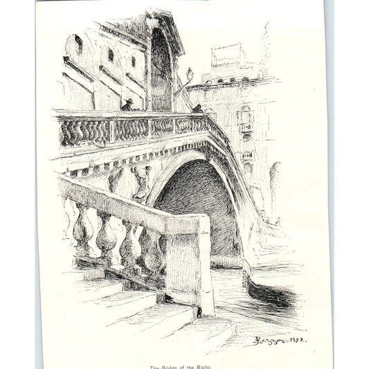 The Bridge of the Rialto Sketch Rezzos 1892 Magazine Print AB6-SM2