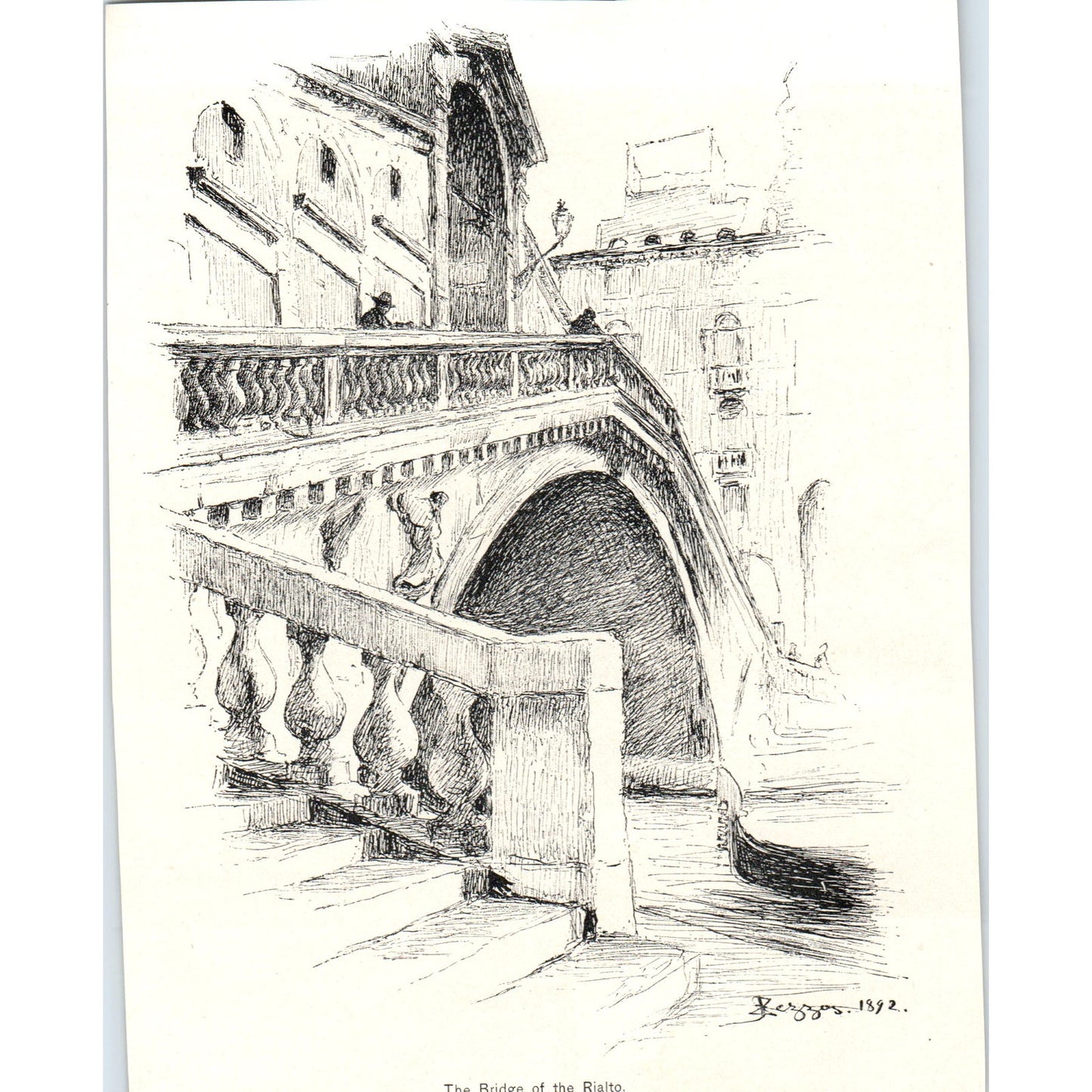 The Bridge of the Rialto Sketch Rezzos 1892 Magazine Print AK5-H8
