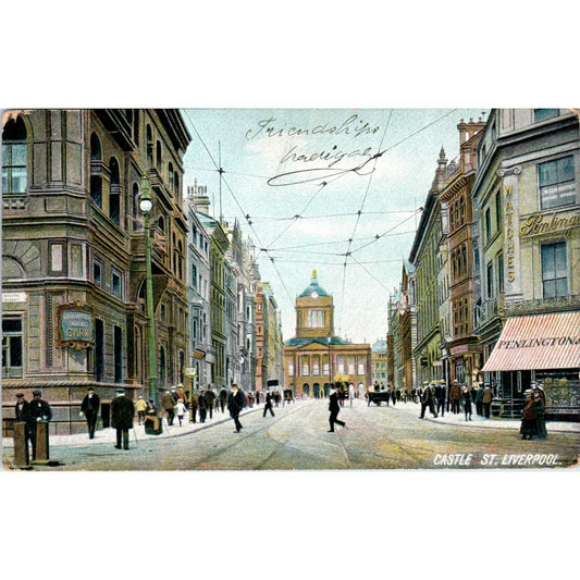 1906 Castle Street View Liverpool Original Postcard PC10