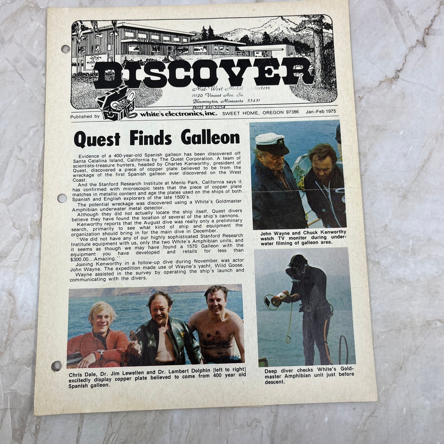 1975 Jan/Feb White's Electronics Discover Newsletter Metal Detector Treasure M19
