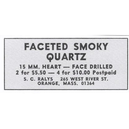 S.C. Ralys Faceted Smoky Quartz Orange MA 1972 Ad AF8-S5