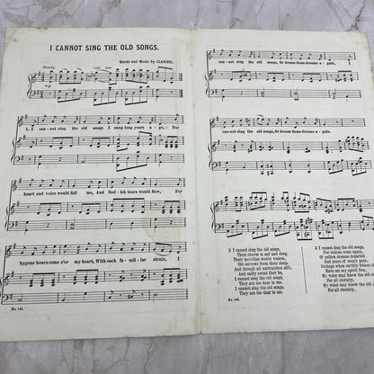 I Cannot Sing the Old Songs 1869 BW Hitchcock Half Dime Series Sheet Music TG8-Z