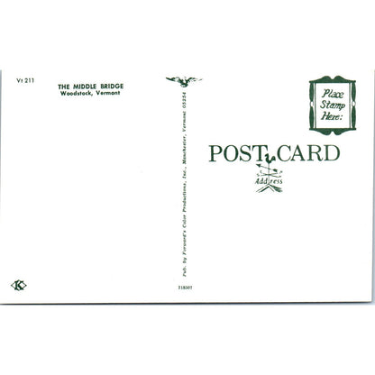 The Middle Bridge Woodstock VT Vintage Covered Bridge Postcard PD6