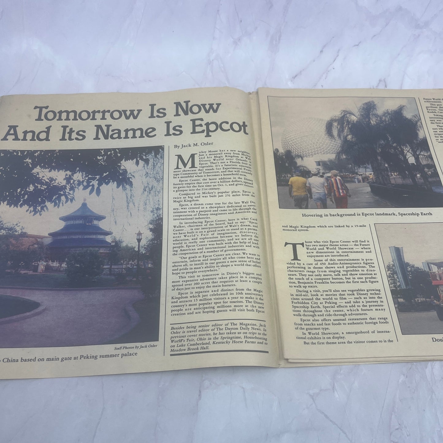 Epcot - Tomorrow is Now Disney Article 1982 Dayton Daily News Magazine V14-8