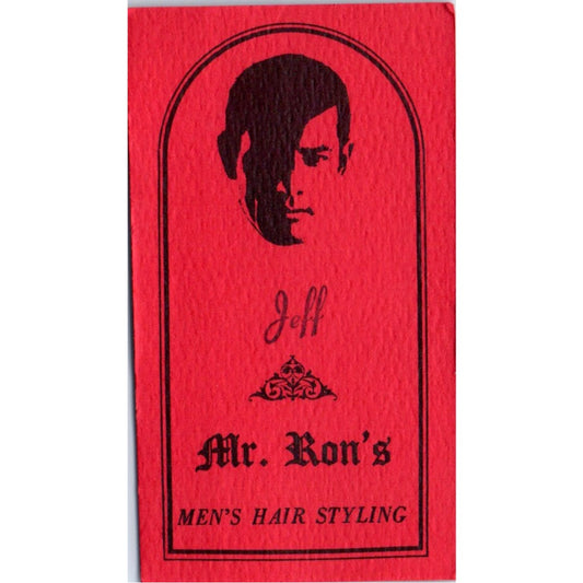 Mr. Ron's Men's Hair Styling Long Beach Jeff Barber Vintage Business Card SD8-B9