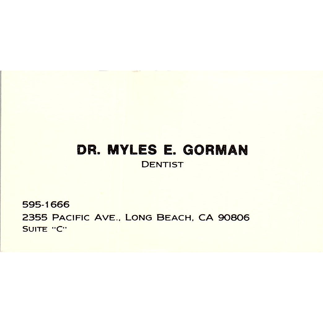 Dr Myles E Gorman Dentist Long Beach CA Vintage Business Card SE3-B15