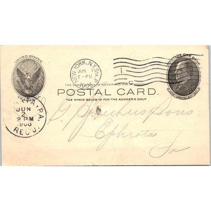 1906 American Steel and Wire Co New York Payment Receipt Postal Card AE8