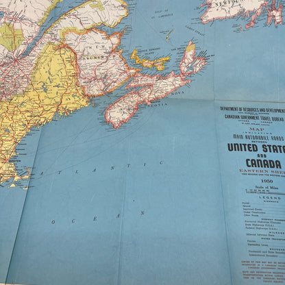 1950 Main Automobile Routes Between United States and Canada Fold Out Map L4-3
