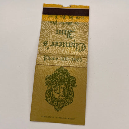 Chaucer's Inn 5629 St. Joe Road Fort Wayne IN Vintage Matchbook TB6-MB2-15
