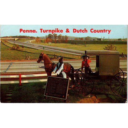 Amish Buggy and PA Turnpike Lancaster Pennsylvania Dutch Country Postcard PD8