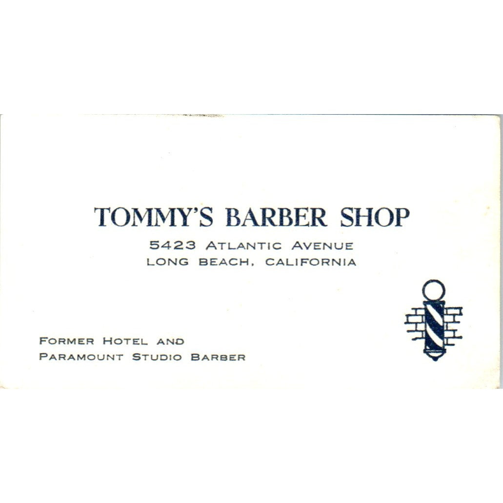 Tommy's Barber Shop Paramount Studio Barber Long Beach CA Business Card SD8-B9