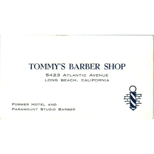 Tommy's Barber Shop Paramount Studio Barber Long Beach CA Business Card SD8-B9