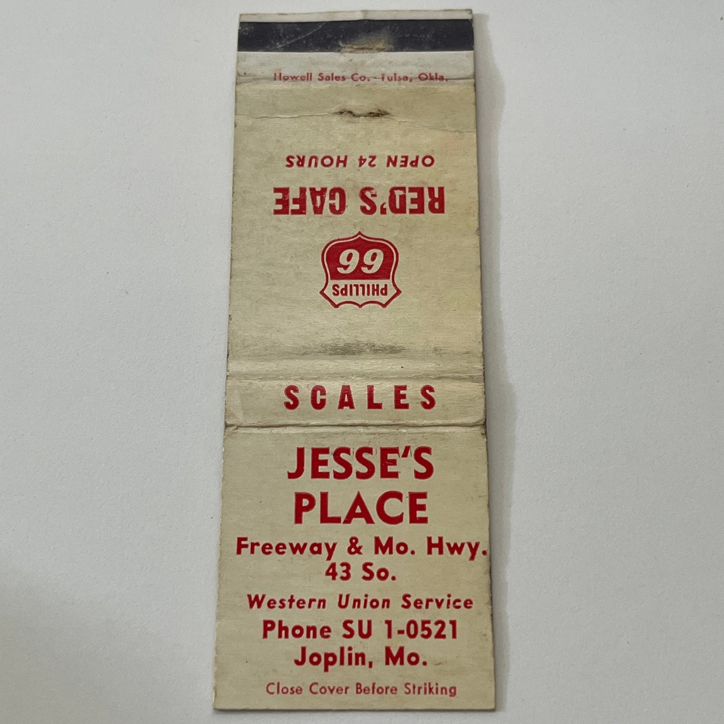 Jesse's Place Red's Cafe Joplin MO Vintage Matchbook Cover TB6-MB1-14