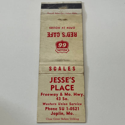 Jesse's Place Red's Cafe Joplin MO Vintage Matchbook Cover TB6-MB1-14