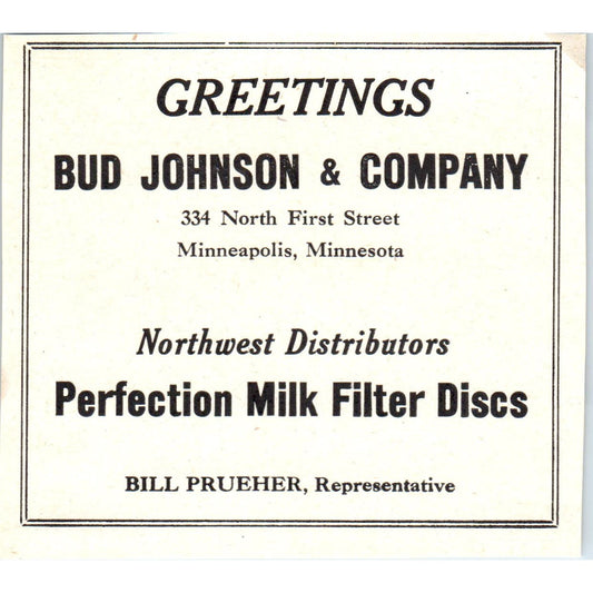 Bud Johnson & Co Mpls Bill Prueher Northern Cooperage Co St Paul 1953 Ad AE9-DC2