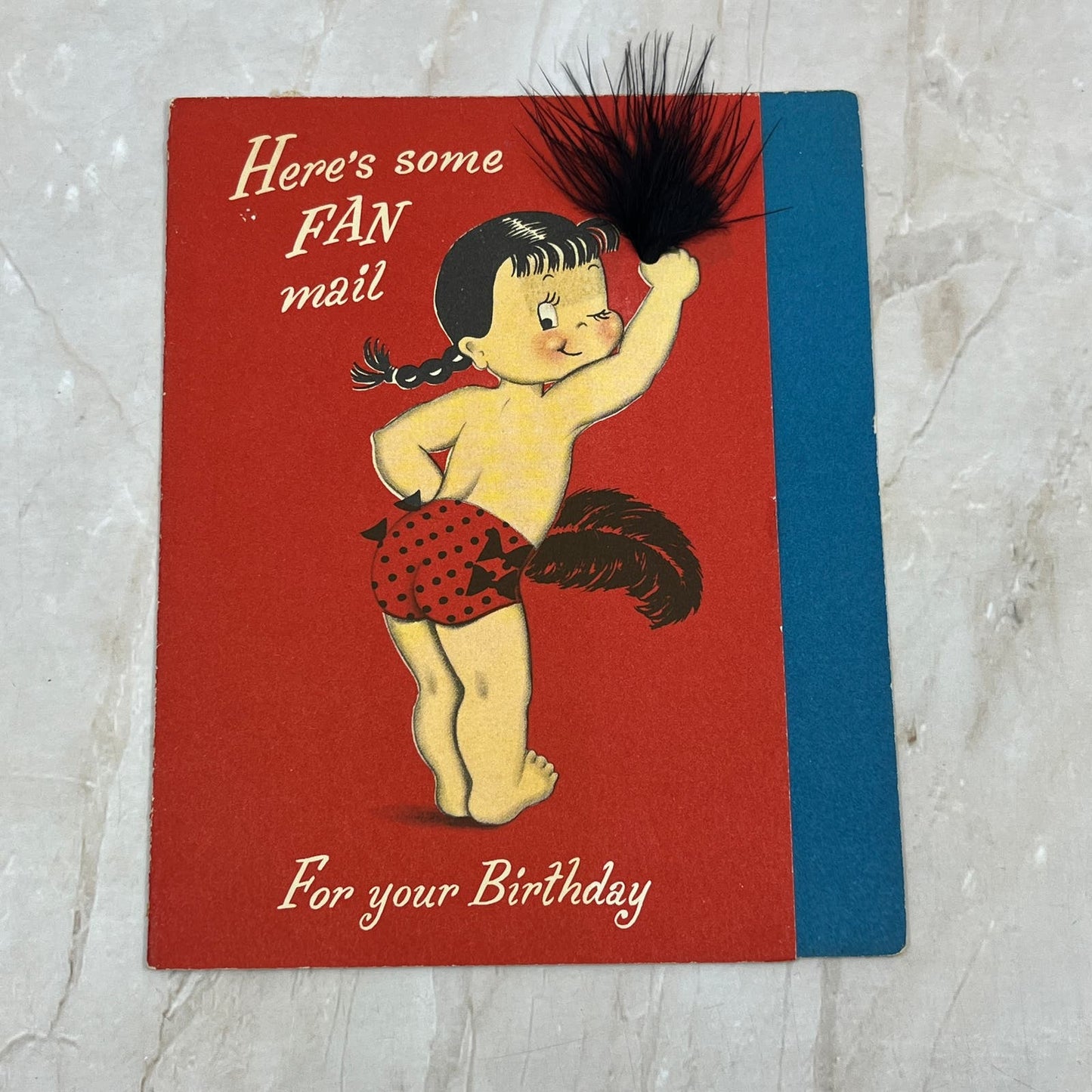 1953 Birthday Greeting Card Norcross Dancing Girl With Feather Fan AE3