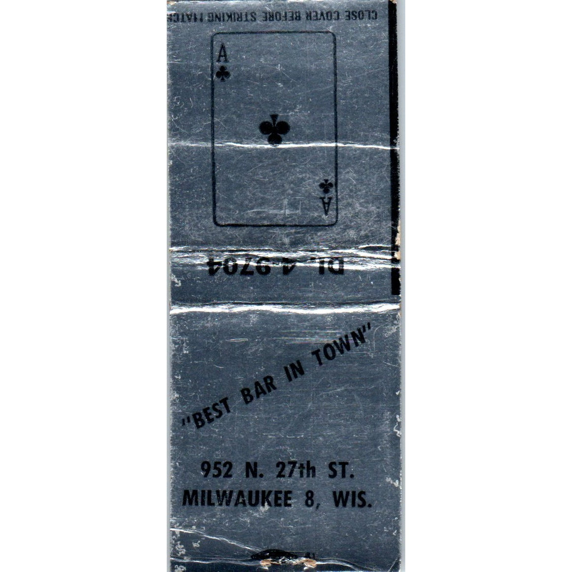 Ace of Clubs Bar Milwaukee WI Vintage Matchbook Cover SF4-Y3