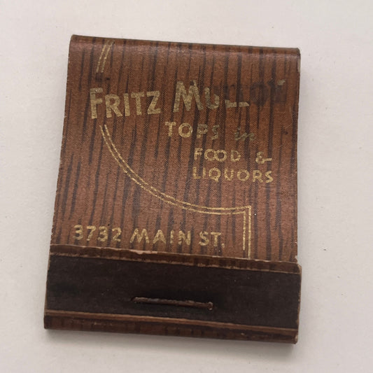 Fritz Mulloy Restaurant Kansas City MO Vintage Matchbook Cover TB8-MB2-5