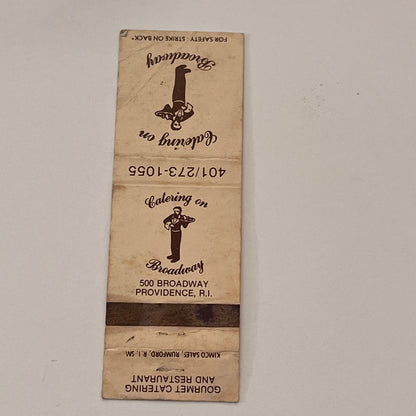 Catering on Broadway Providence RI Vintage Matchbook Cover TB6-MB2-2