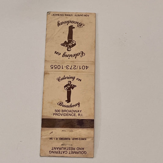 Catering on Broadway Providence RI Vintage Matchbook Cover TB6-MB2-2