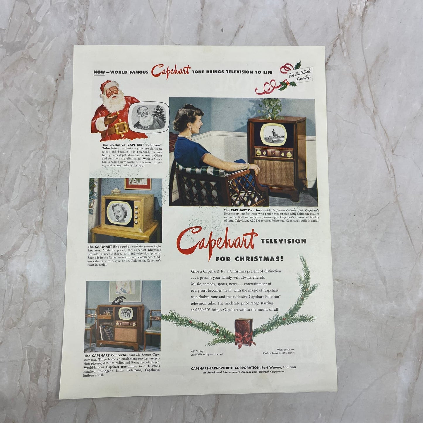 1950s Capehart Television For Christmas Magazine Advertisement FL6-8