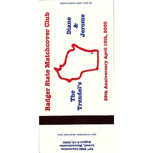 2000 Badger State Match Cover Club Jerome & Diane Mielke Appleton WI MM7-1