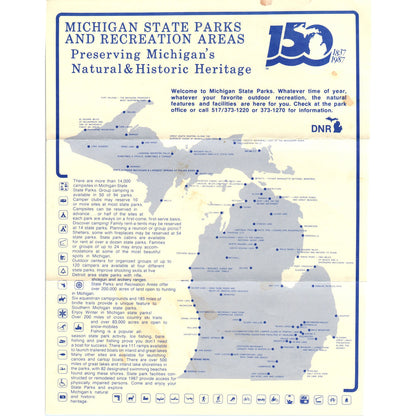 Vtg Ludington State Park and MI Recreation Areas Map & Travel Brochure TF4-B2