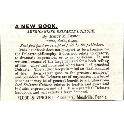 New Emily Bishop Book Flood & Vincent Meadville PA c1890 Victorian Ad AE8-CH2