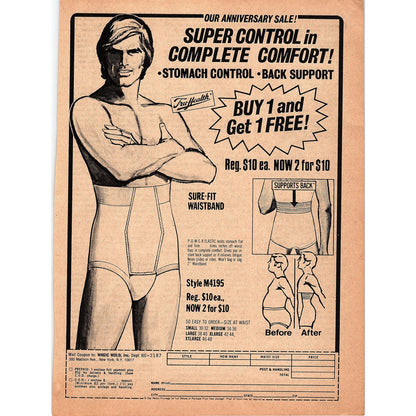 Tru-Health Stomach Control Slimmer - Magic Mold NY 1976 Ad AG1-17