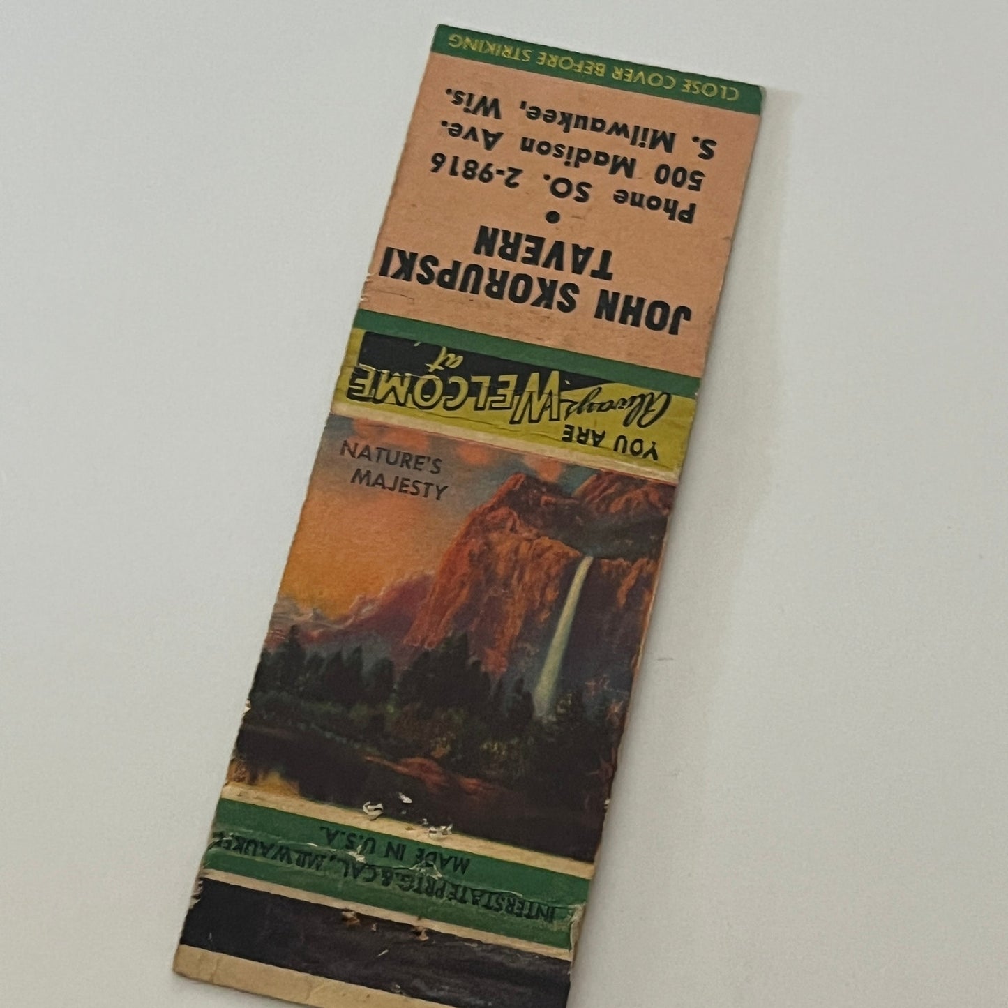 John Skorupski Tavern Milwaukee WI Matchbook Cover TB6-MB2-4