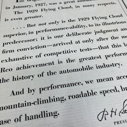 Reo Motor Company Flying Cloud Lansing MI 1928 Original Advertisement FL6-8