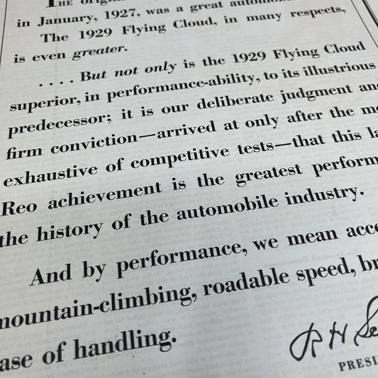 Reo Motor Company Flying Cloud Lansing MI 1928 Original Advertisement FL6-8