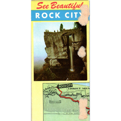 1951 Hwy 58 Rock City Chattanooga TN Lookout Mtn Fold Out Travel Brochure TJ5-TB