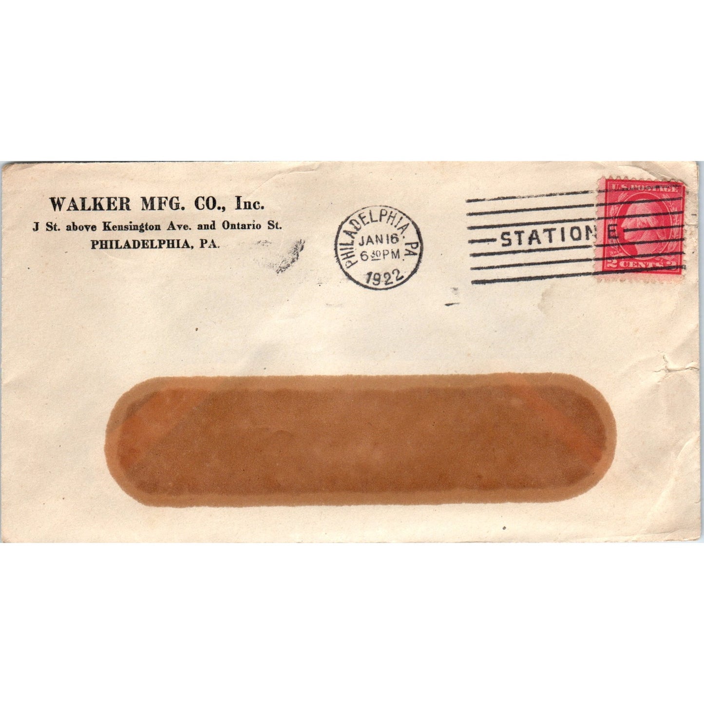 1922 Walker Mfg. Co. Inc. Philadelphia PA Postal Cover Envelope TG7-PC1