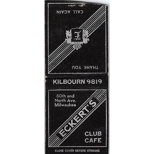 Eckert's Club Cafe 60th & North Ave Milwaukee Vintage Matchbook Cover SC7-Y9