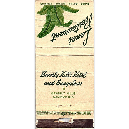 Lanai Restaurant Beverly Hills Hotel & Bungalows CA Vtg Matchbook Cover SC7-Y3
