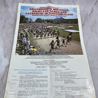 1979 Grandfather Mountain Highland Games Fold Out Brochure Linville NC TG8-VV