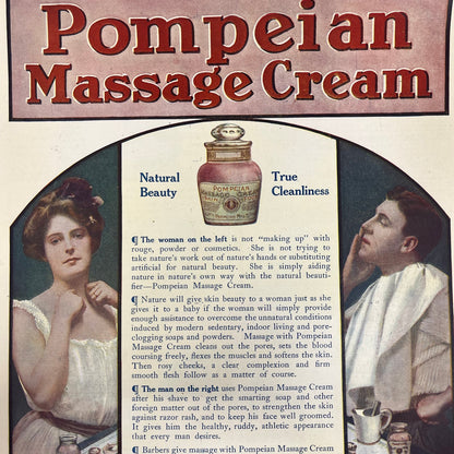 c1920 Pompeian Massage Cream Cleveland 10x13 Magazine Advertisement FL6-7